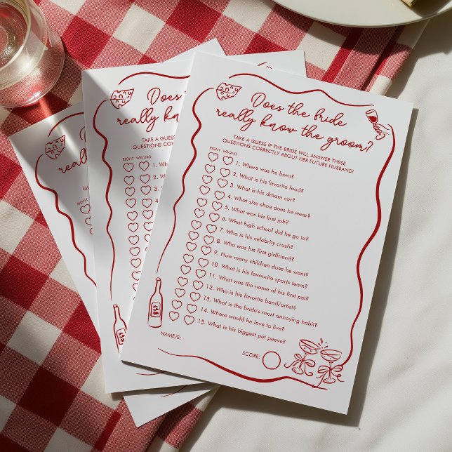 Does the Bride really know the Groom Bridal Shower Advice Card (Does the bride really know the groom? That's Amore! Italian themed Bridal Shower Game)