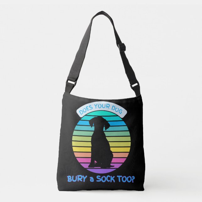 Does Your Dog Bury a Sock Too - Retro Sunset black Crossbody Bag (Front)