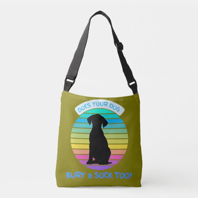 Does Your Dog Bury a Sock Too - Retro Sunset olive Crossbody Bag (Front)