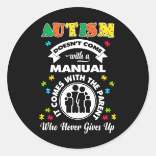Doesnt Come With A Manual Puzzle Cool Autism Aware Classic Round Sticker