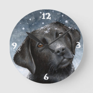 Dog 100 black Labrador Round Clock