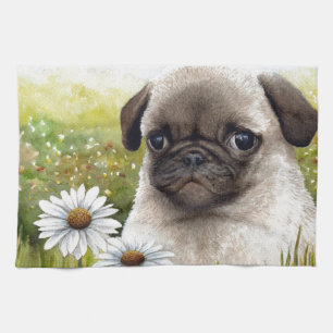 Dog 114 Puppy Pug Tea Towel
