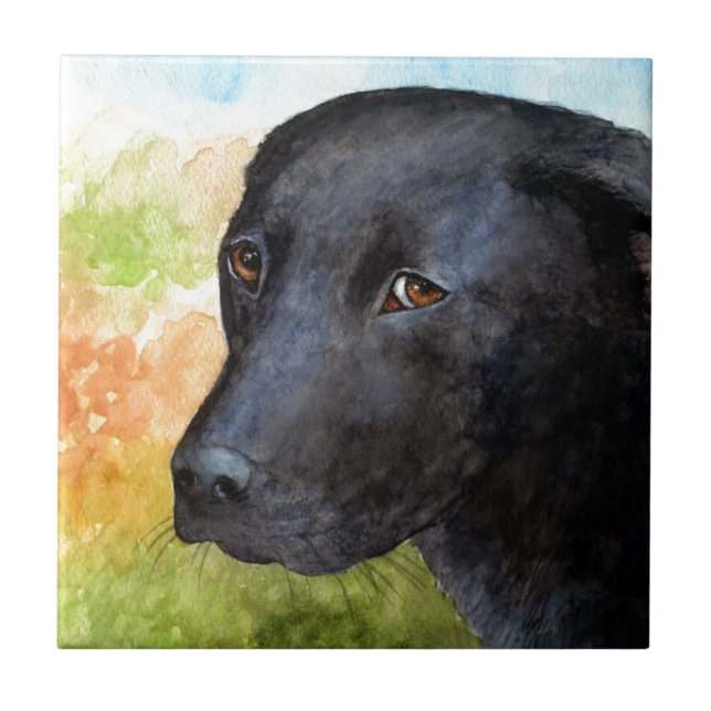 Dog 115 Black Labrador Ceramic Tile (Front)