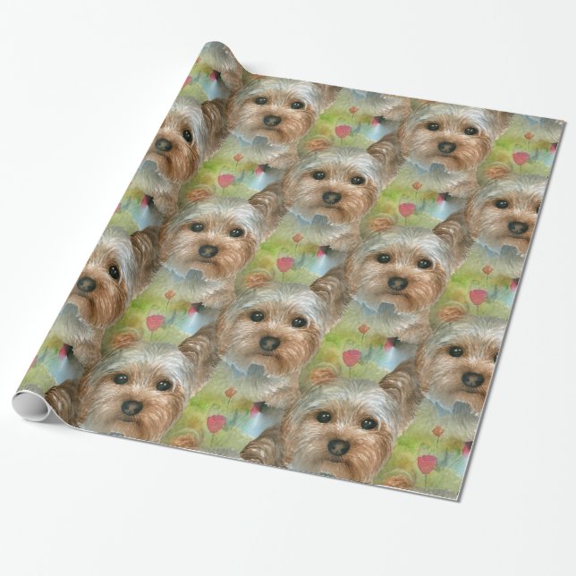 Dog 117 Yorkie Wrapping Paper (Unrolled)