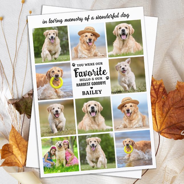 Dog 11 Photo Collage Modern Sympathy Pet Memorial Thank You Card (Creator Uploaded)