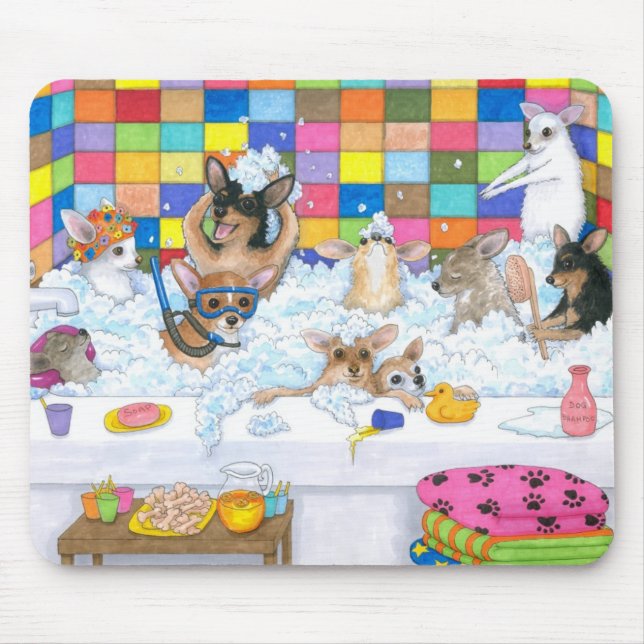 Dog 121 Chihuahua in bath Mousepad (Front)