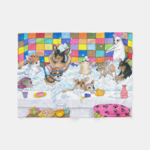 Dog 121 Funny Chihuahua in Bath Fleece Blanket