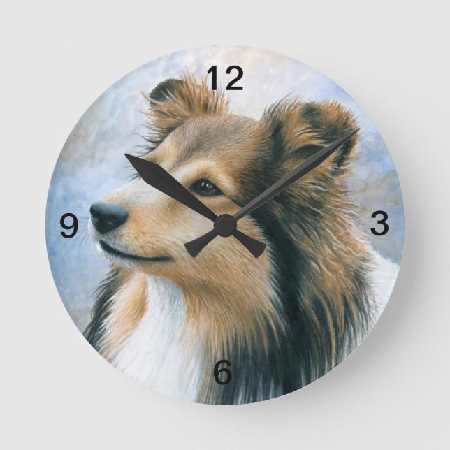Dog 122 Sheltie Collie Round Clock (Front)