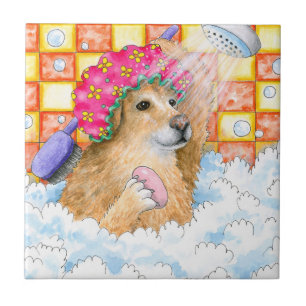 Dog 129 Golden retriever Ceramic Tile