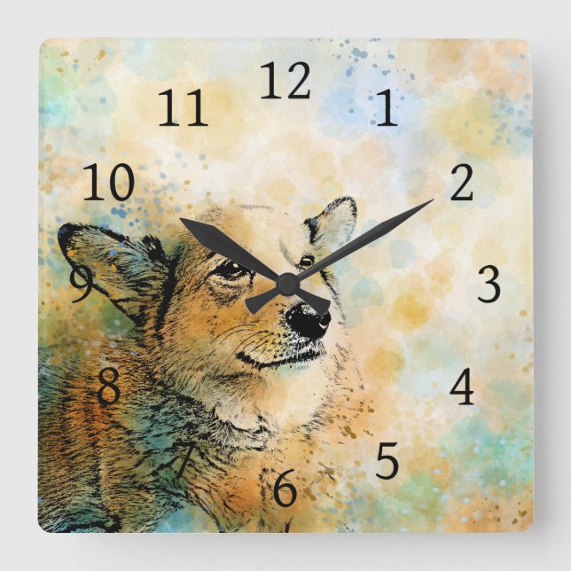 dog 143 Corgi Square Wall Clock (Front)