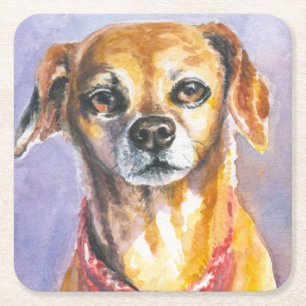 Dog 2 square paper coaster