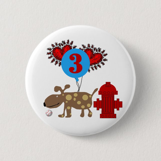 Dog 3rd Birthday Tshirts and Gifts 6 Cm Round Badge (Front)