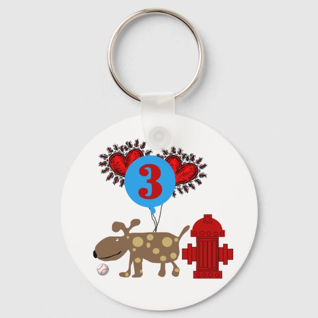 Dog 3rd Birthday Tshirts and Gifts Key Ring (Front)