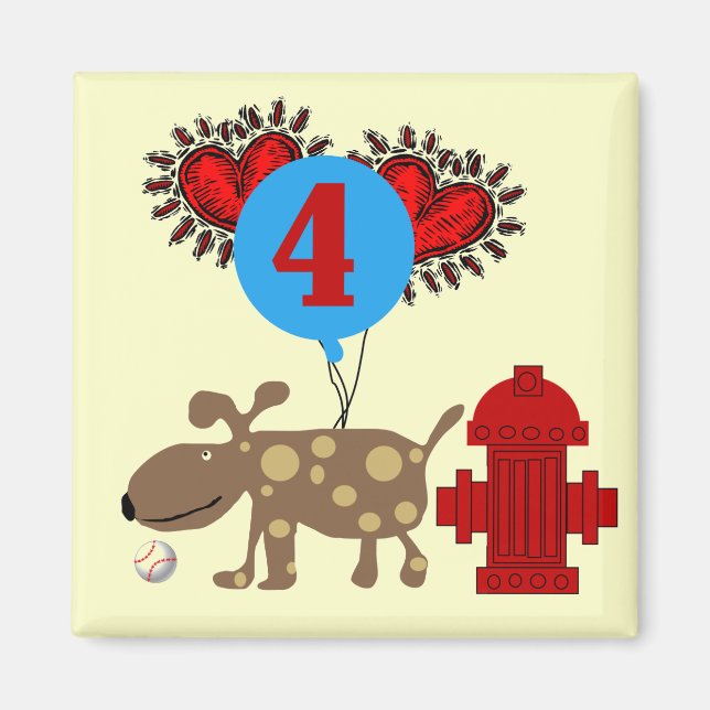Dog 4th Birthday Tshirts and Gifts Magnet (Front)