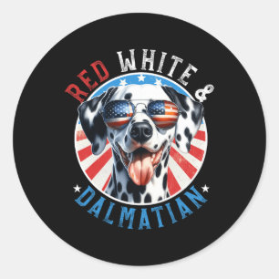 Dog 4th Of July Red White And Dal Lovers Classic Round Sticker