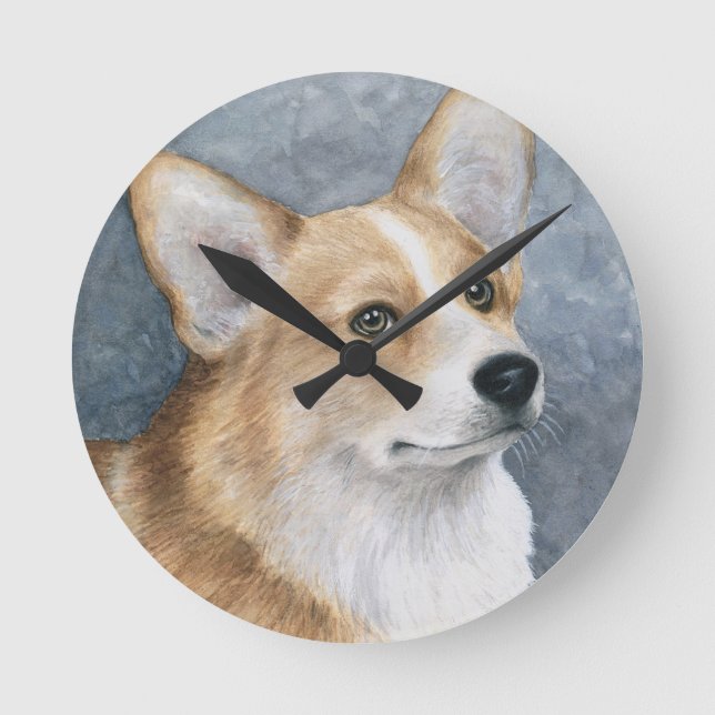 Dog 89 Corgi Round Clock (Front)
