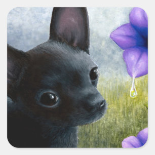 Dog 94 black Chihuahua Square Sticker