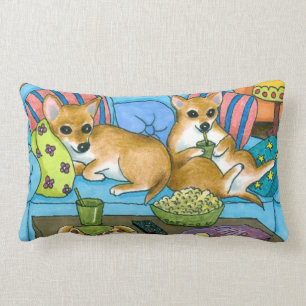 Dog 99 funny Chihuahua watching TV Lumbar Cushion