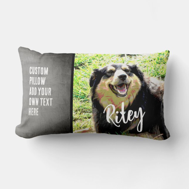 dog add your own photo and text custom lumbar cushion (Front)