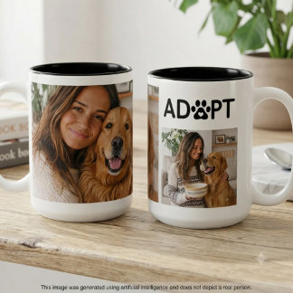 Dog adoption photo collage Two-Tone coffee mug