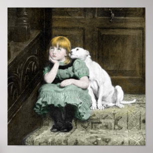 Dog Adoring Girl Poster