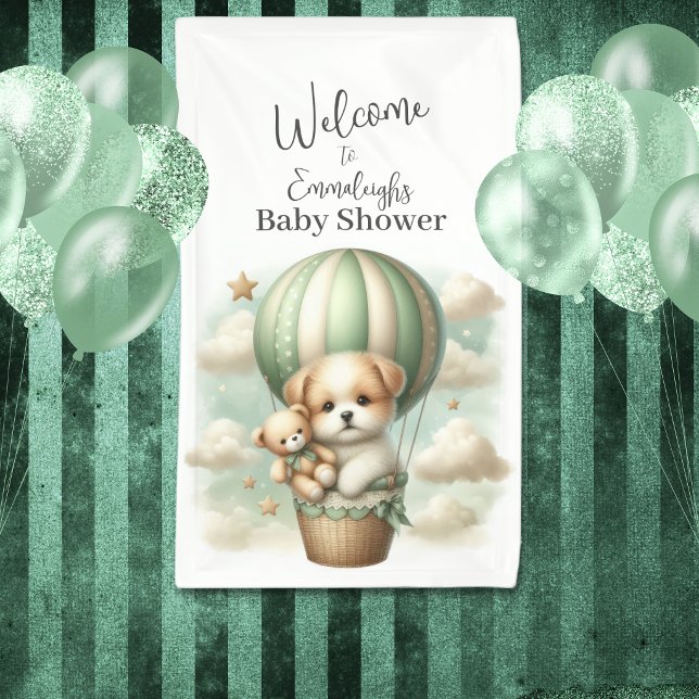 Dog Adventure Balloon Baby Shower Vertical Welcome Banner (Creator Uploaded)