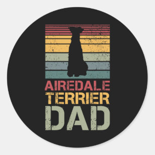 Dog Airedale Terrier Mens Airedale Terrier Dad vin Classic Round Sticker