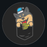 Dog Akita Pocket Black Shiba Inu Menorah Akita Dog Classic Round Sticker<br><div class="desc">shiba inu,  shibas , shiba,  doge,  doggo,  shibe,  inu,  shiba inu dog,  shiba inu mum,  shiba inu dad , dog,  puppy,  dogs</div>