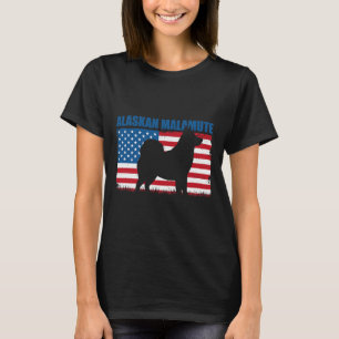 Dog Alaskan Malamute American Flag Alaskan Malamut T-Shirt
