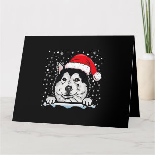 Dog Alaskan Malamute Dog Christmas Santa Hat Match Card