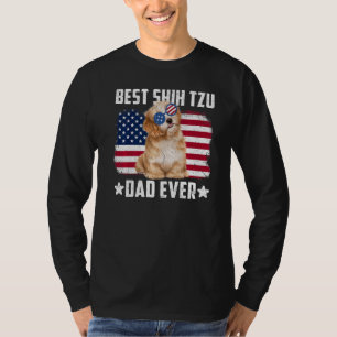 Dog  American Flag  Best Shih Tzu Dad Ever T-Shirt