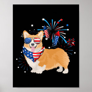Dog American Usa Flag 4th Of July Men Women Lover Poster