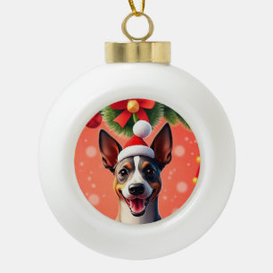 Dog Among Festive Christmas Decorations