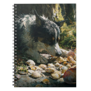 Dog Among Seashells Forest Notebook