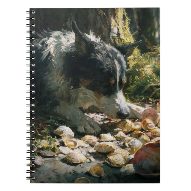 Dog Among Seashells Forest Notebook (Front)