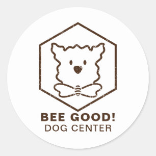 Dog and Bee design Classic Round Sticker