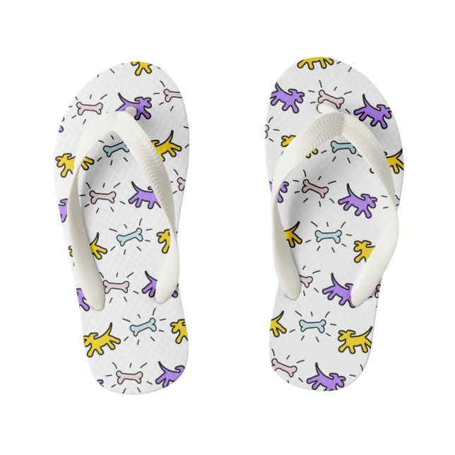 Dog and Bone Graffiti Style Kids Flip Flop 1 (Footbed)