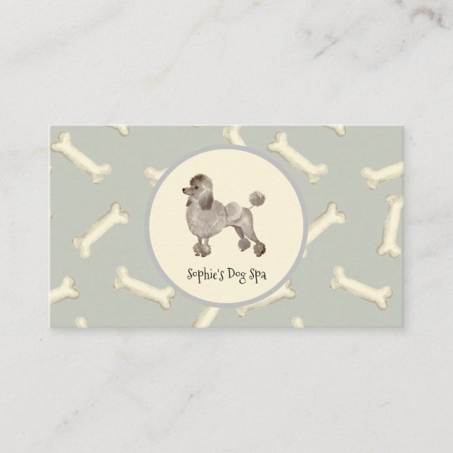 Dog And Bone Print Pattern Dog Grooming Spa Business Card (Front)