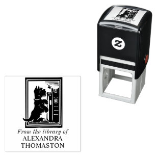 Dog And Butterfly Library Book Name Self-inking Stamp