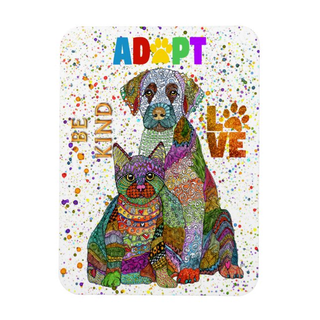 Dog and Cat Adoption and Rescue Be Kind Love Magnet (Vertical)