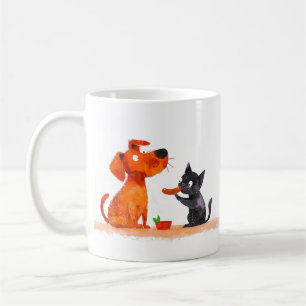 Dog and Cat Cartoon Coffee Mug