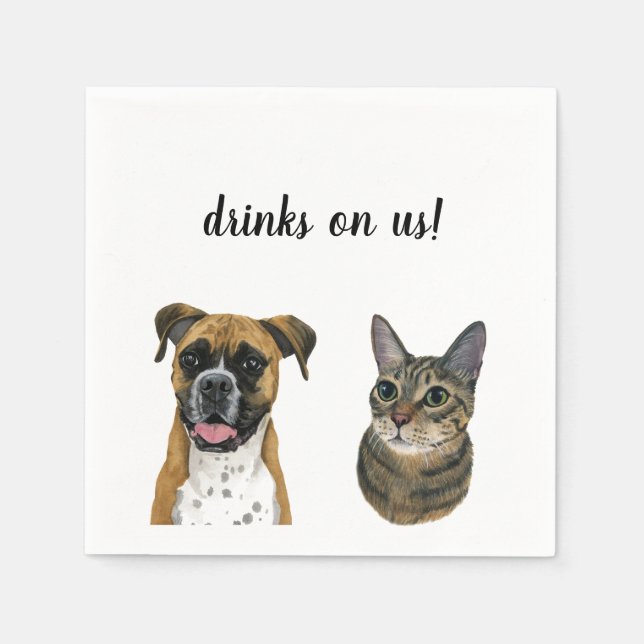 Dog and Cat Cocktail Napkins (Front)
