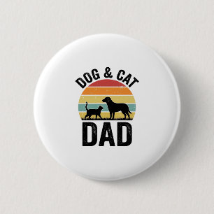 Dog and Cat Dad Vintage Pet Lover Shirt Design_1 6 Cm Round Badge