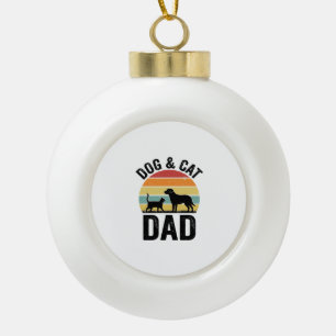 Dog and Cat Dad Vintage Pet Lover Shirt Design_1 Ceramic Ball Christmas Ornament
