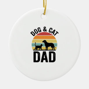 Dog and Cat Dad Vintage Pet Lover Shirt Design_1 Ceramic Ornament