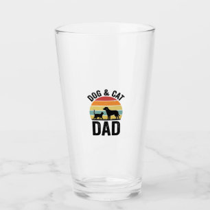 Dog and Cat Dad Vintage Pet Lover Shirt Design_1 Glass
