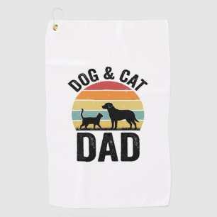 Dog and Cat Dad Vintage Pet Lover Shirt Design_1 Golf Towel