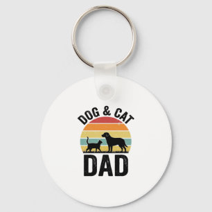 Dog and Cat Dad Vintage Pet Lover Shirt Design_1 Key Ring