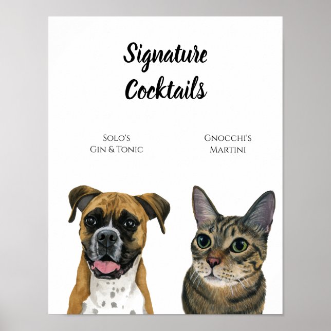 Dog and Cat Drink Sign for Wedding Receptions (Front)