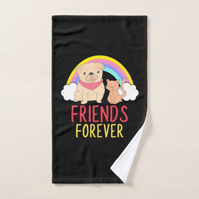Dog And Cat Friends Forever Hand Towel (Hand Towel)